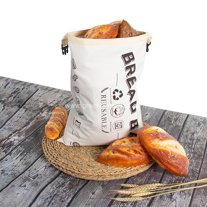 Reusable Buckle TPU liner Organic Cotton Bread bag1