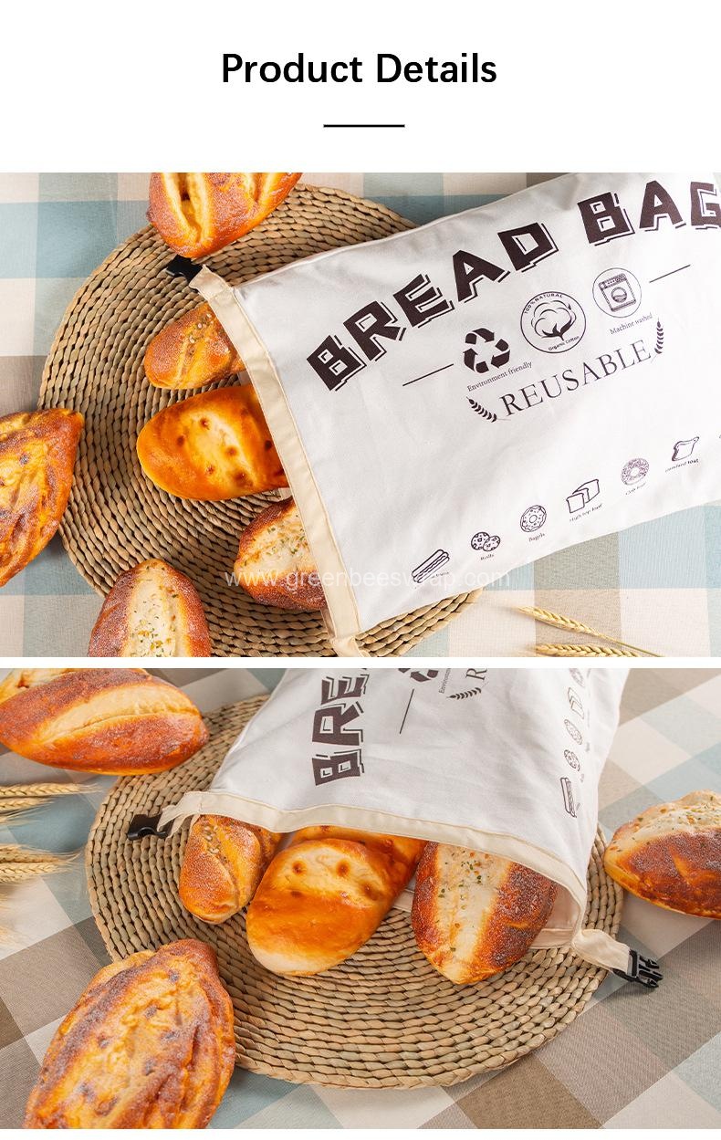 Reusable Buckle TPU liner Organic Cotton Bread bag7