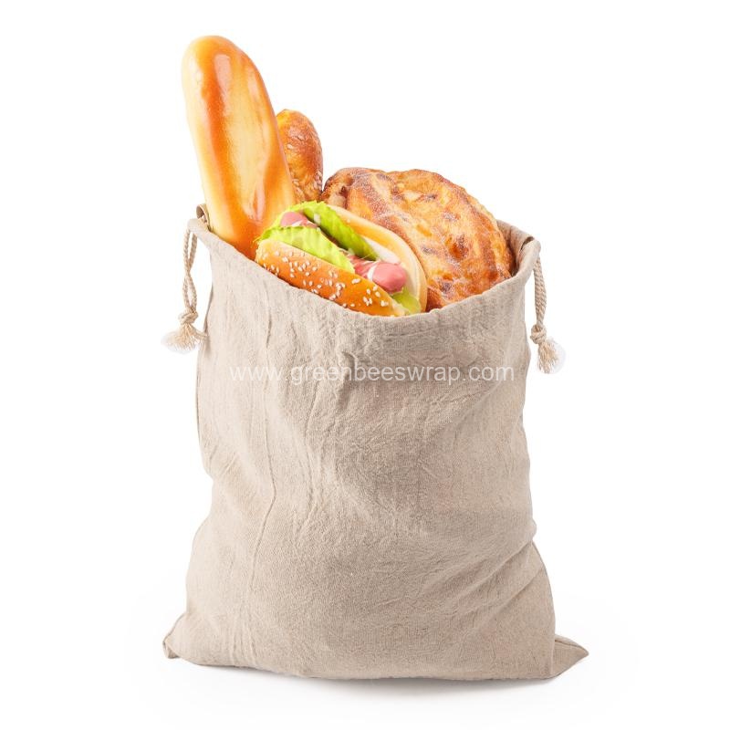 Linen Bread Bag Reusable Drawstring Bag For Homemade Bread